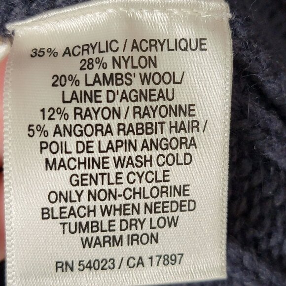 Old Navy Womens Blue Angora Wool Y2K Shawl Neck Open Knit Grandpa Sweater XL - Picture 10 of 10